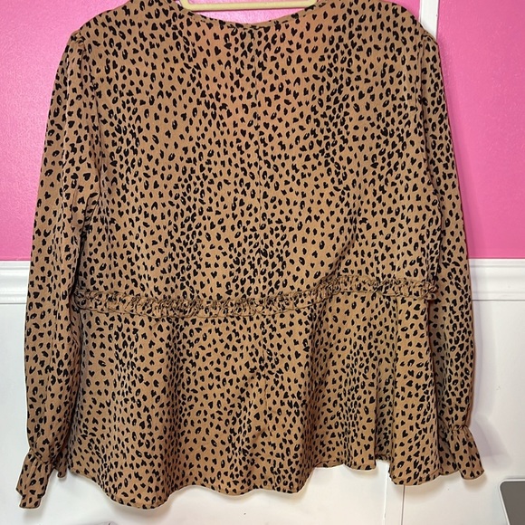 Leopard Print V-Neck Blouse - Picture 5 of 6